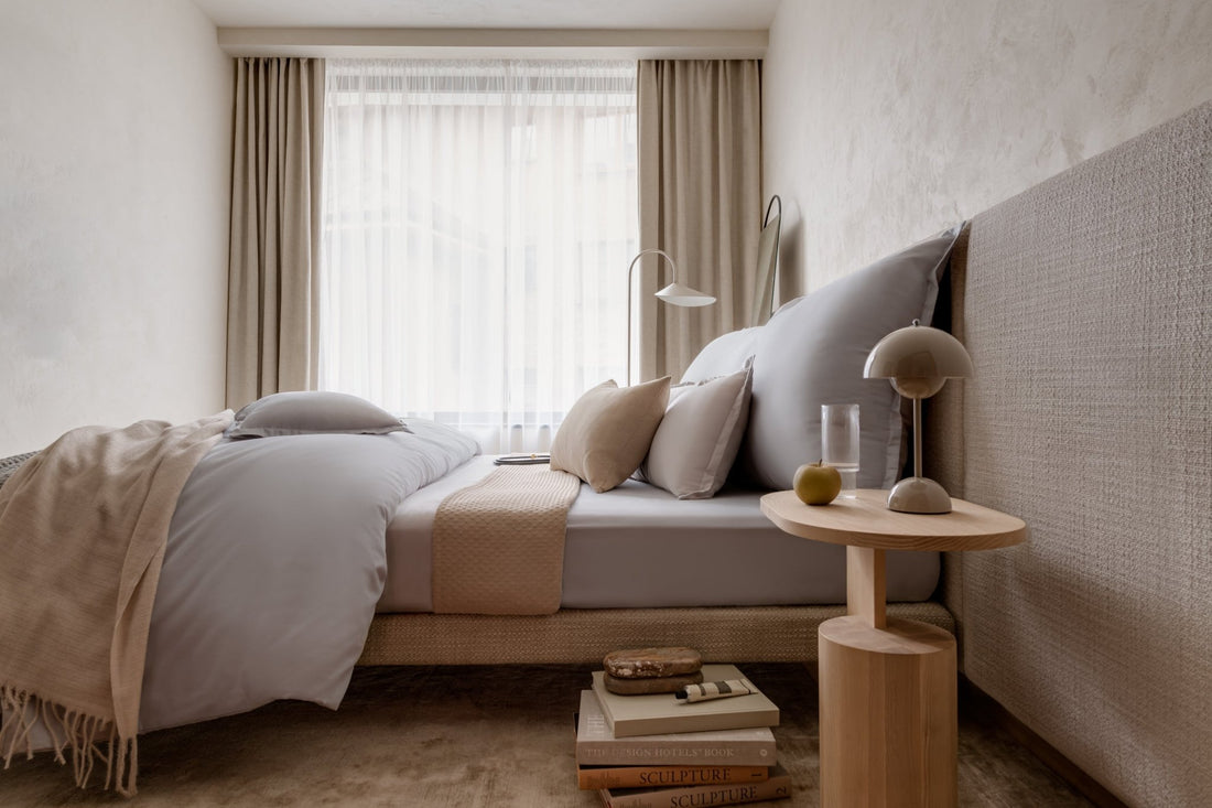 Ägyptische Baumwolle Bettwäsche Set Hellgrau 135x200 cm 40x80 cm