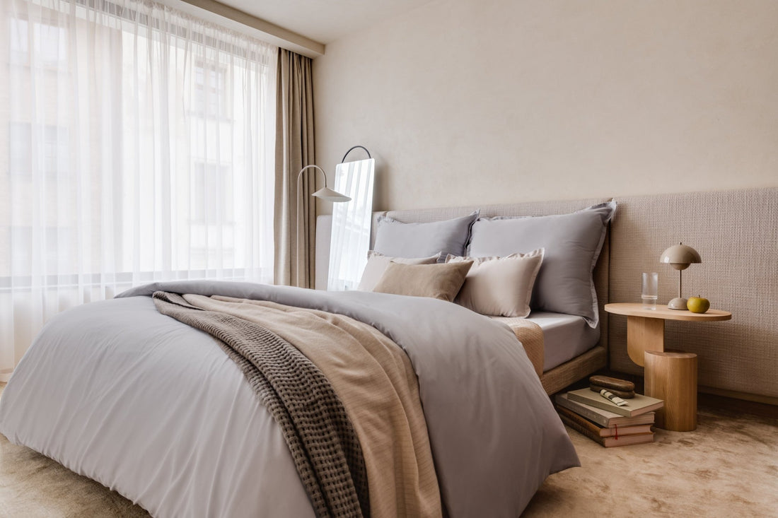 Ägyptische Baumwolle Bettwäsche Set Hellgrau 135x200 cm 40x80 cm