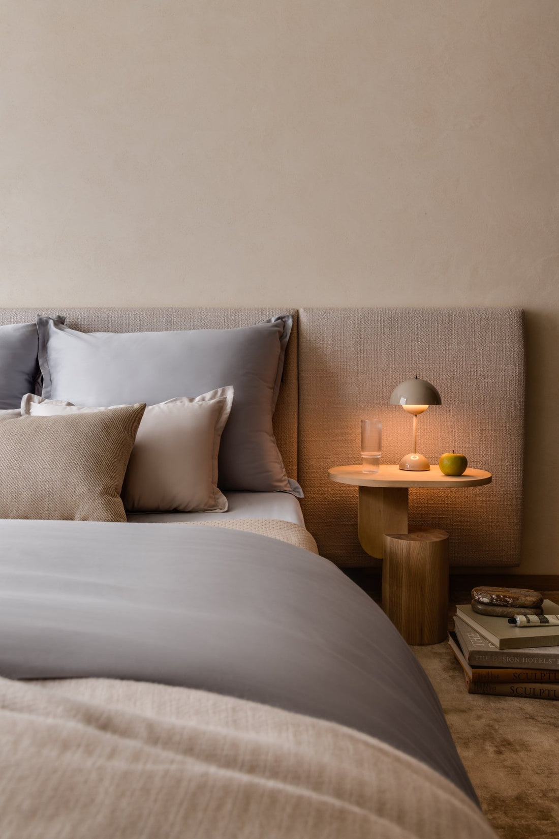 Ägyptische Baumwolle Bettwäsche Set Hellgrau 135x200 cm 40x80 cm