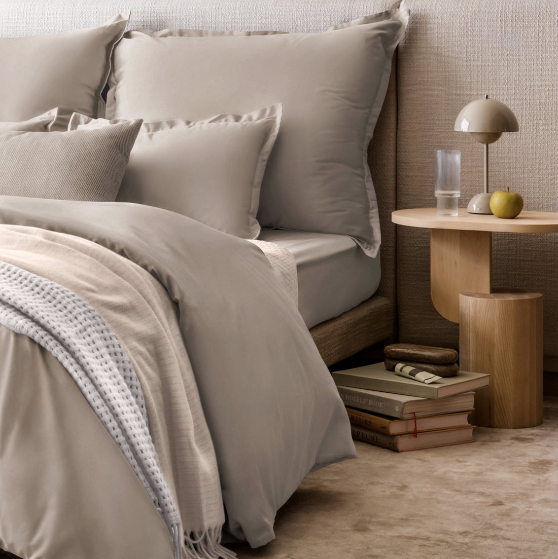 Ägyptische Baumwolle Bettwäsche Set Taupe 135x200 cm 40x80 cm