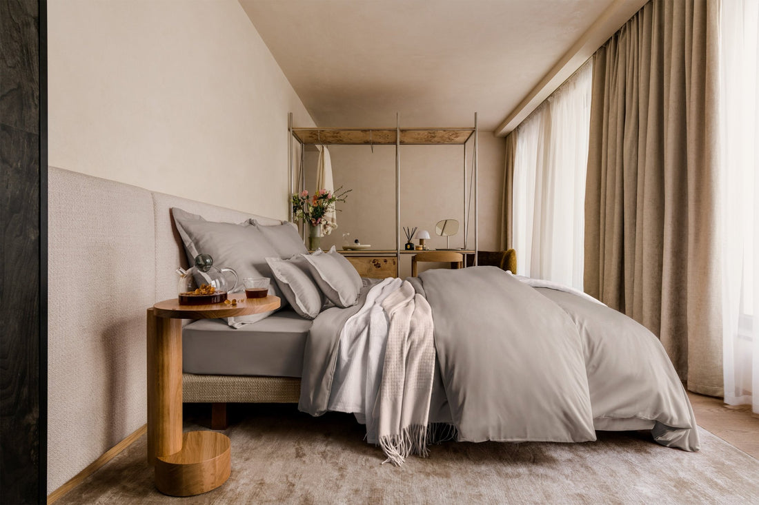 Ägyptische Baumwolle Bettwäsche Set Taupe 135x200 cm 40x80 cm