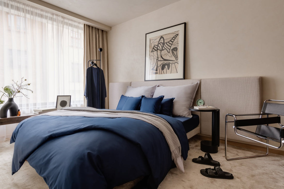 Ägyptische Baumwolle Spannbettlaken Dunkelblau 90x200 cm