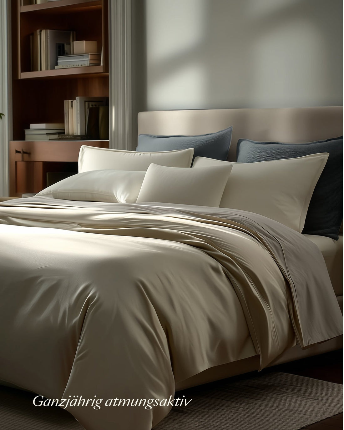 Bio - Baumwolle Bettwäsche Set Natural Creme 135x200 cm 80x80 cm