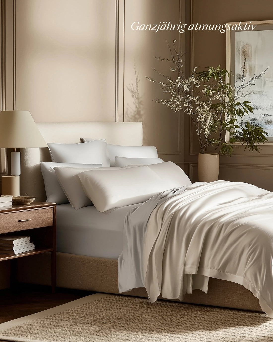 Bio - Baumwolle Bettwäsche Set Weiß 135x200 cm 80x80 cm