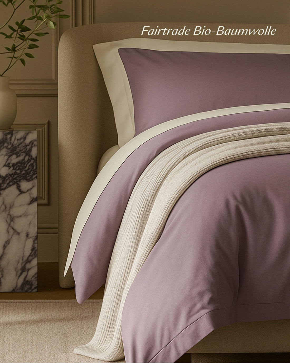 Bio - Baumwolle Kissenbezüge Dunkellila 30x30 cm