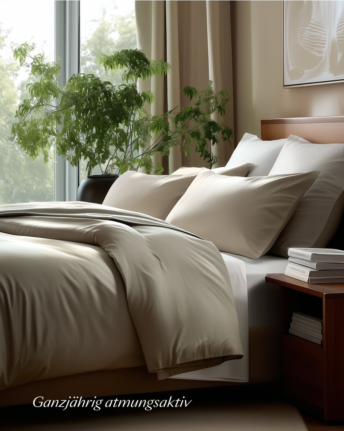 Bio - Baumwolle Kissenbezüge Taupe 30x30 cm