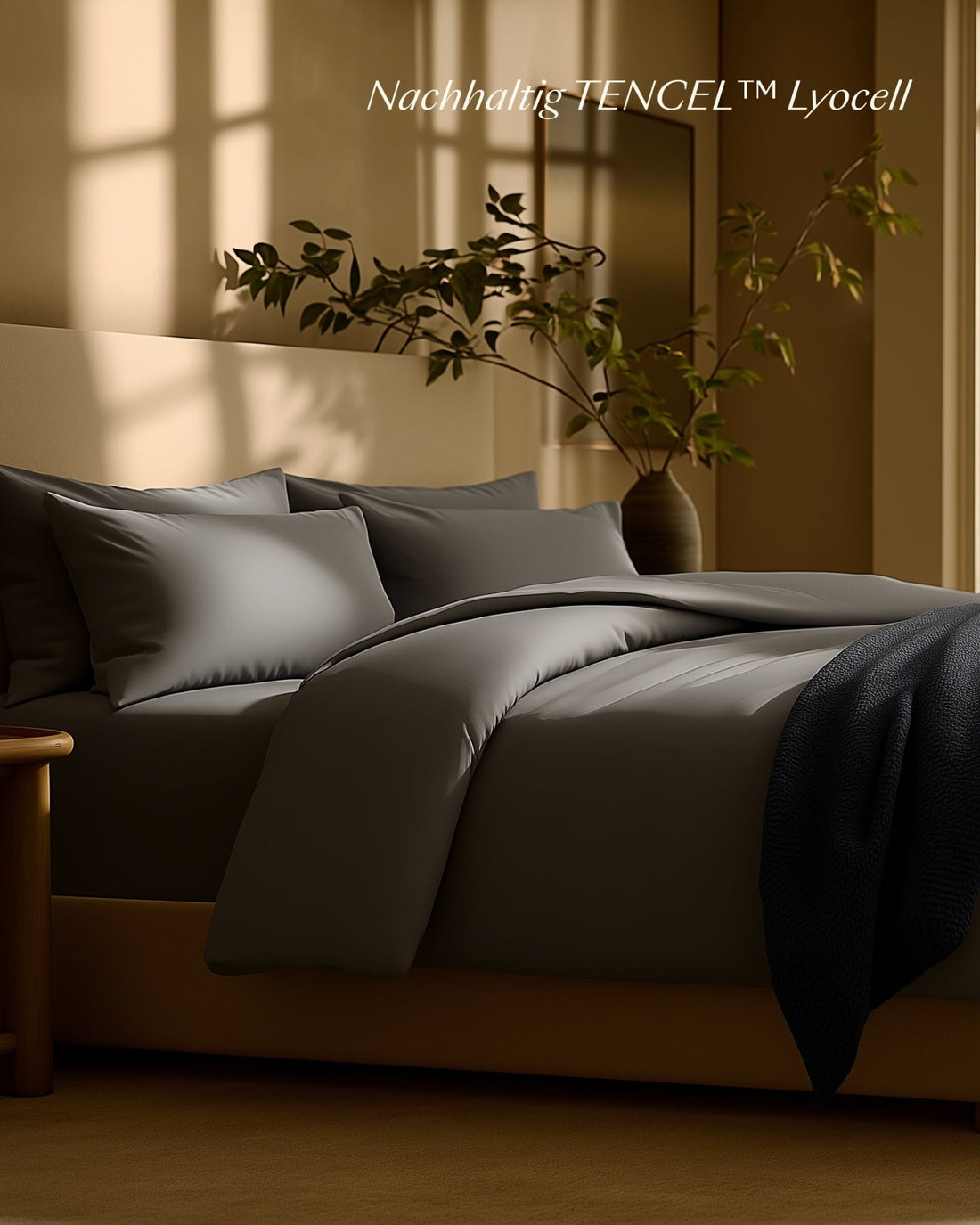 Lyocell Bettwäsche Set Dunkelgrau 135x200 cm 80x80 cm