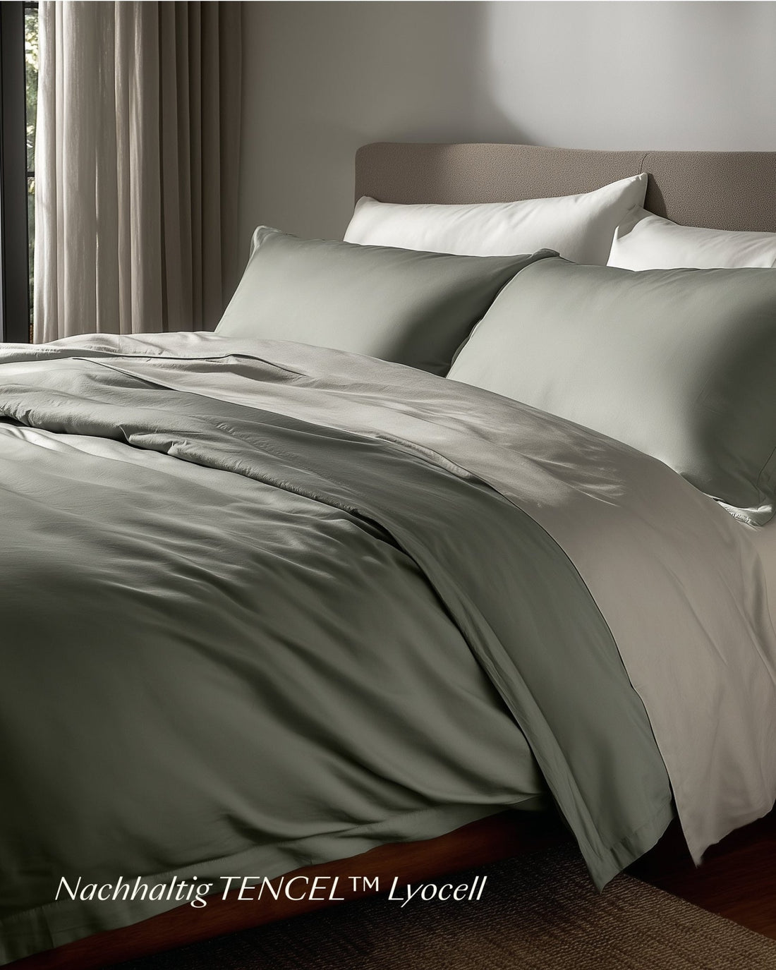 Lyocell Bettwäsche Set Grün 135x200 cm 80x80 cm