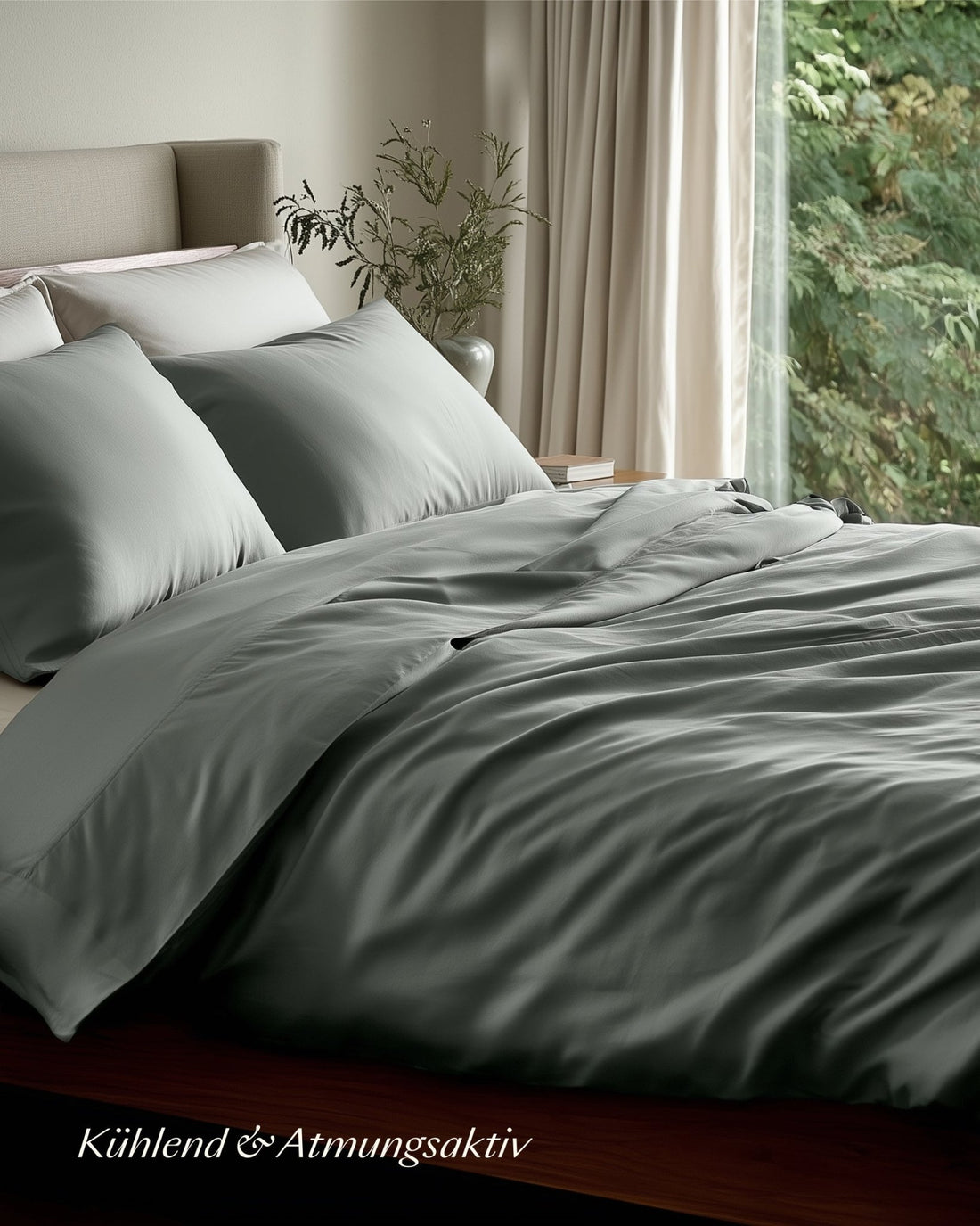 Lyocell Bettwäsche Set Grün 135x200 cm 80x80 cm