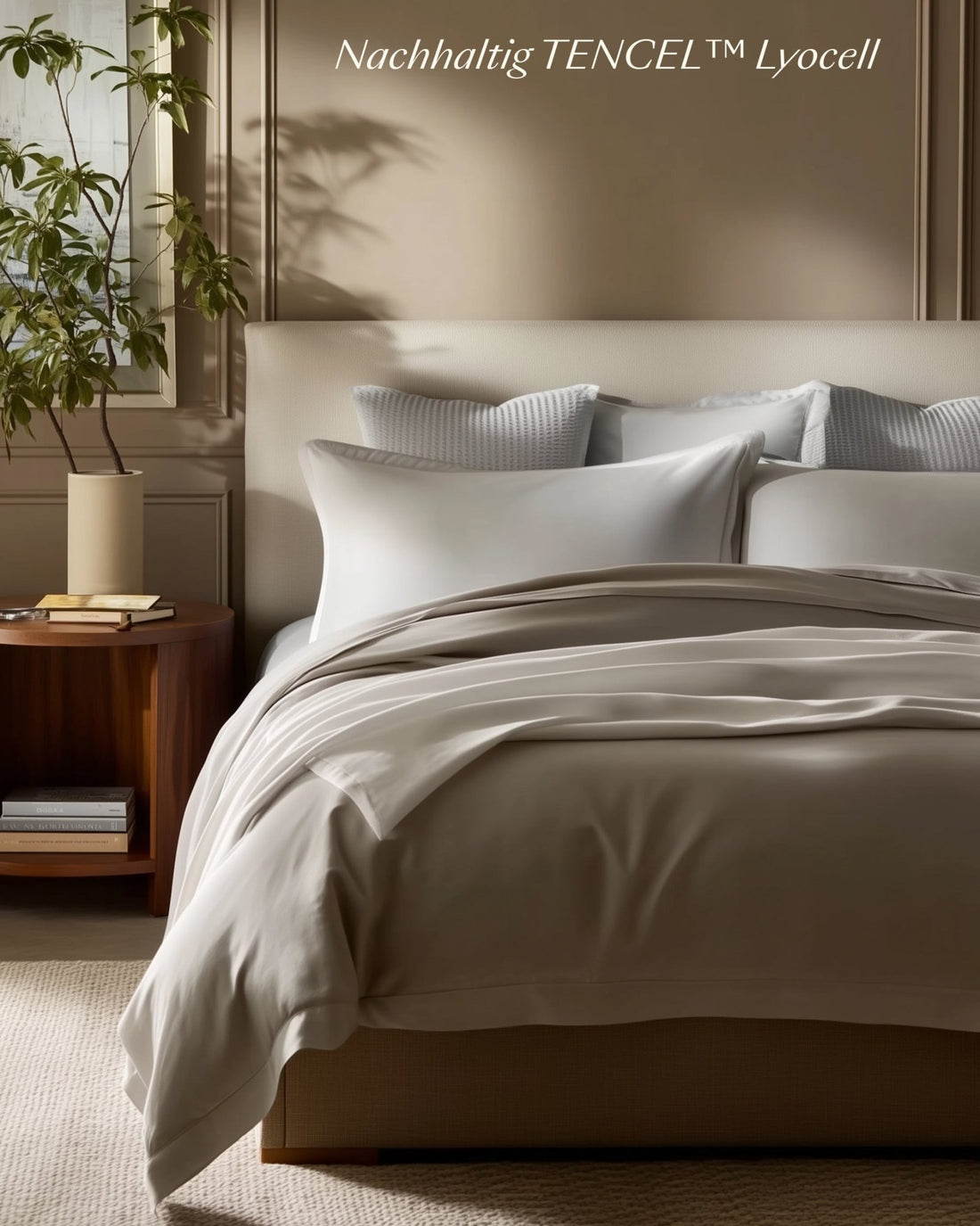 Lyocell Bettwäsche Set Hellgrau 135x200 cm 80x80 cm
