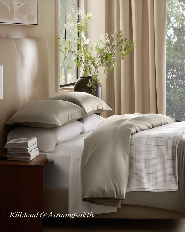 Lyocell Bettwäsche Set Taupe 135x200 cm 80x80 cm