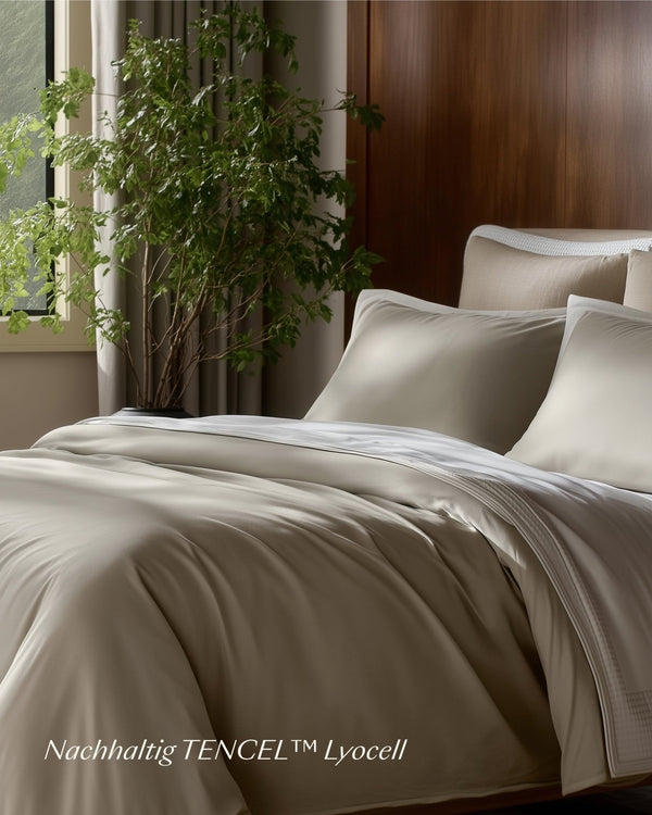 Lyocell Bettwäsche Set Taupe 135x200 cm 80x80 cm