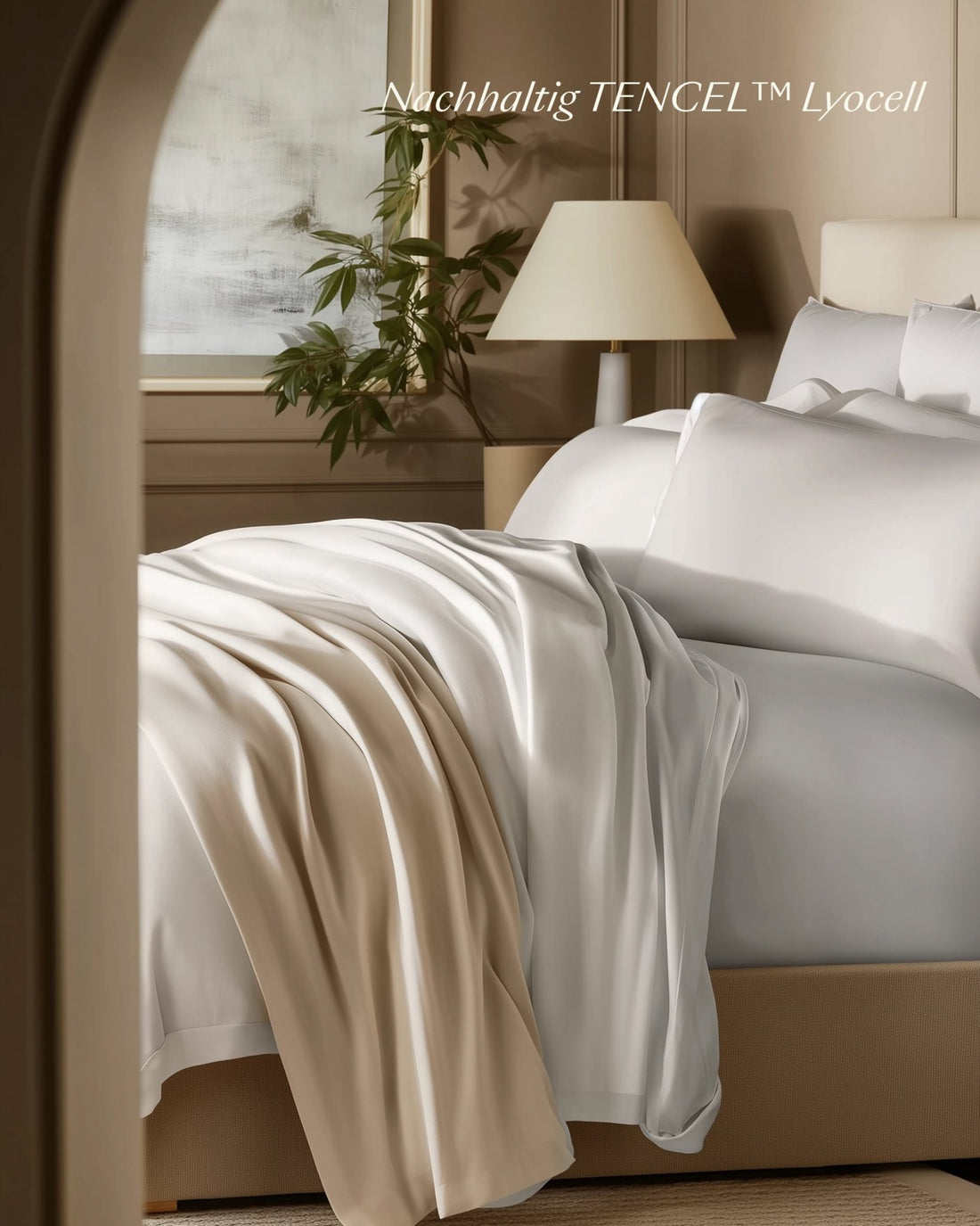 Lyocell Bettwäsche Set Weiß 135x200 cm 80x80 cm