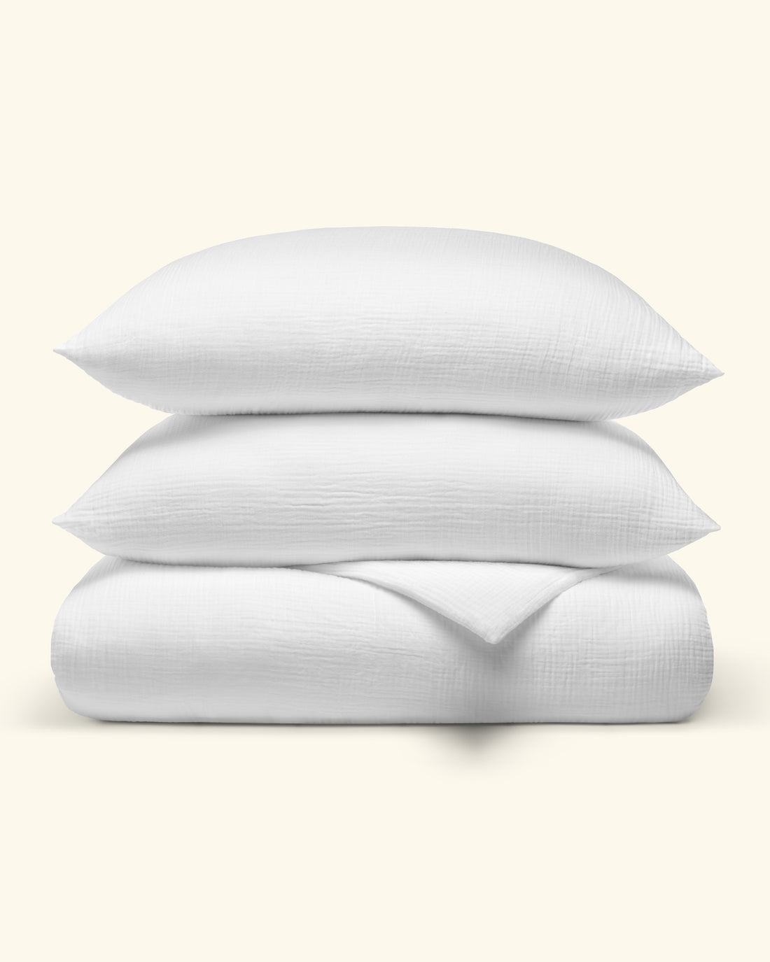 Musselin Bettwäsche Set Weiß – Bettbezug und Kissenbezug