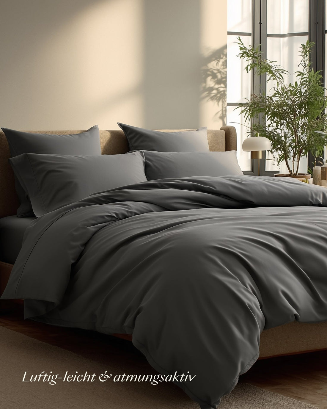 Perkal Kissenbezug Set Dunkelgrau 40x60 cm
