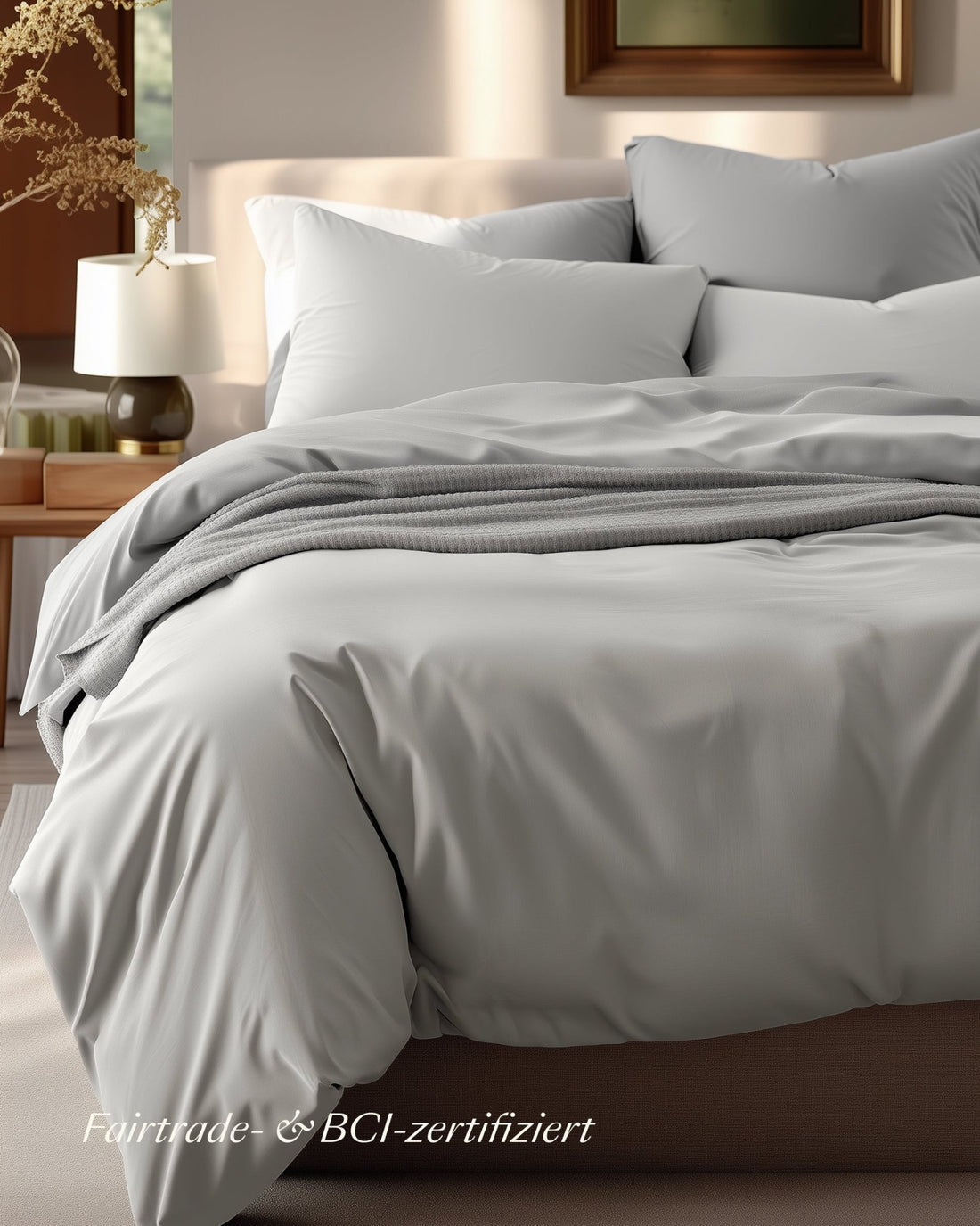 Perkal Kissenbezug Set Hellgrau 40x60 cm