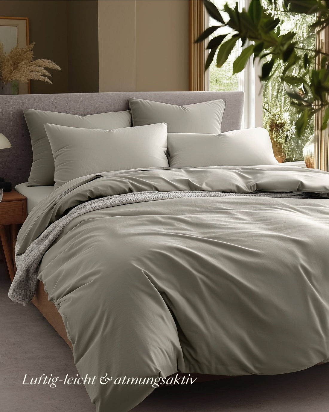 Perkal Kissenbezug Set Taupe 40x60 cm