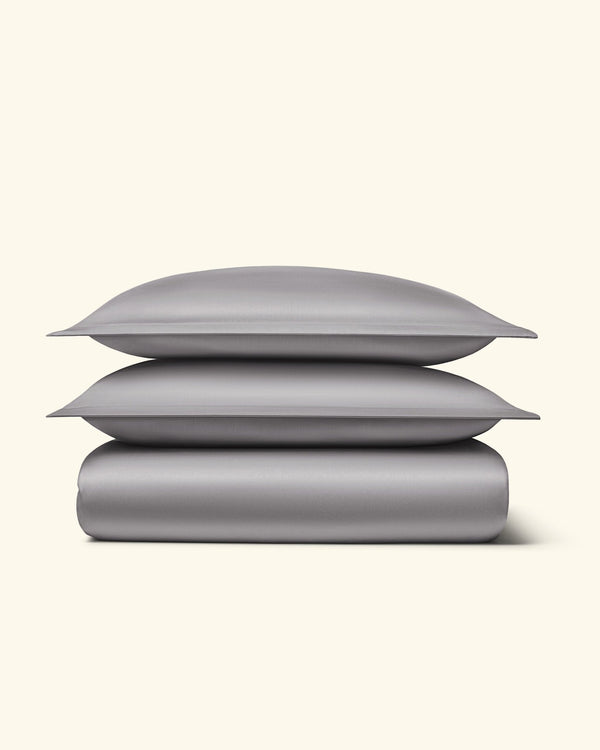 Ägyptische Baumwolle Bettwäsche Set Dunkelgrau 135x200 cm 40x80 cm