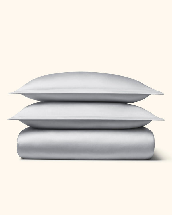 Ägyptische Baumwolle Bettwäsche Set Hellgrau 135x200 cm 40x80 cm