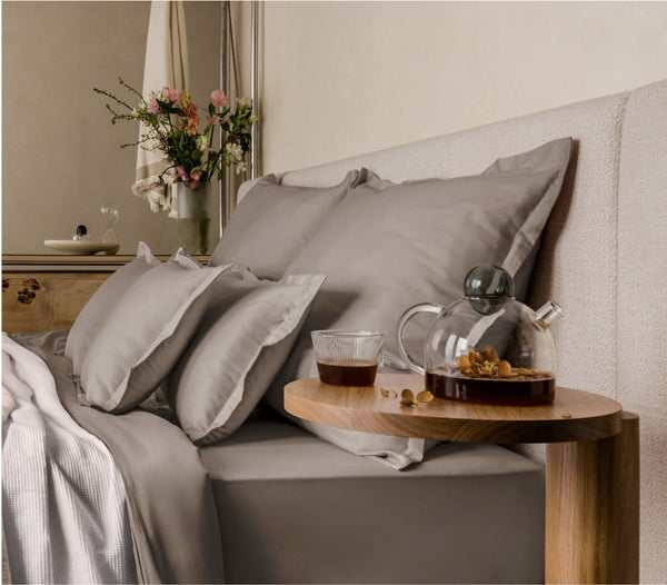 Ägyptische Baumwolle Bettwäsche Set Taupe 135x200 cm 40x80 cm