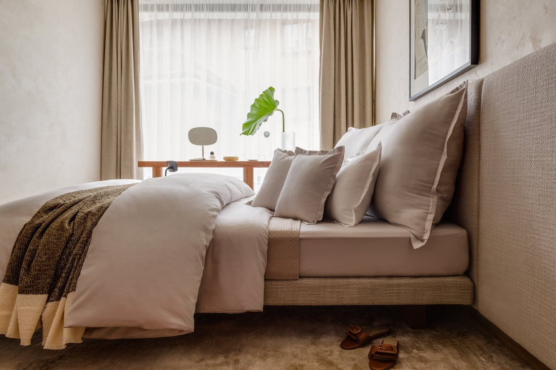 Ägyptische Baumwolle Mako Satin Kissenbezüge Beige 40x40 cm