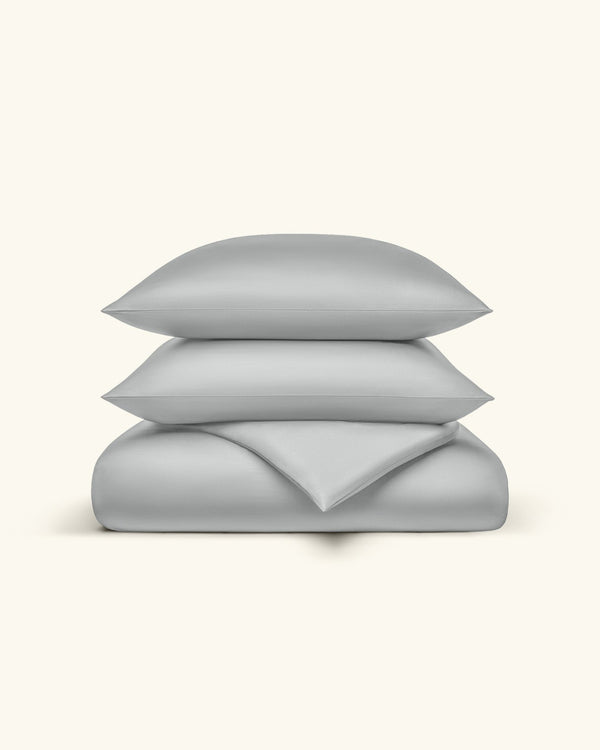 Bio - Baumwolle Bettwäsche Set Graublau 135x200 cm 80x80 cm