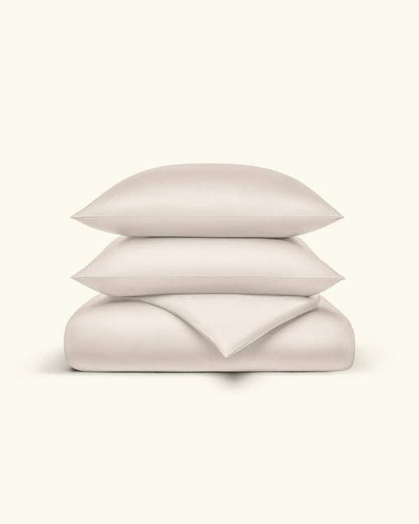 Bio - Baumwolle Bettwäsche Set Natural Creme 135x200 cm 80x80 cm