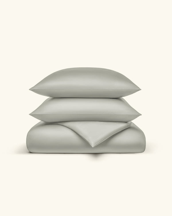 Bio - Baumwolle Bettwäsche Set Salbeigruen 135x200 cm 80x80 cm