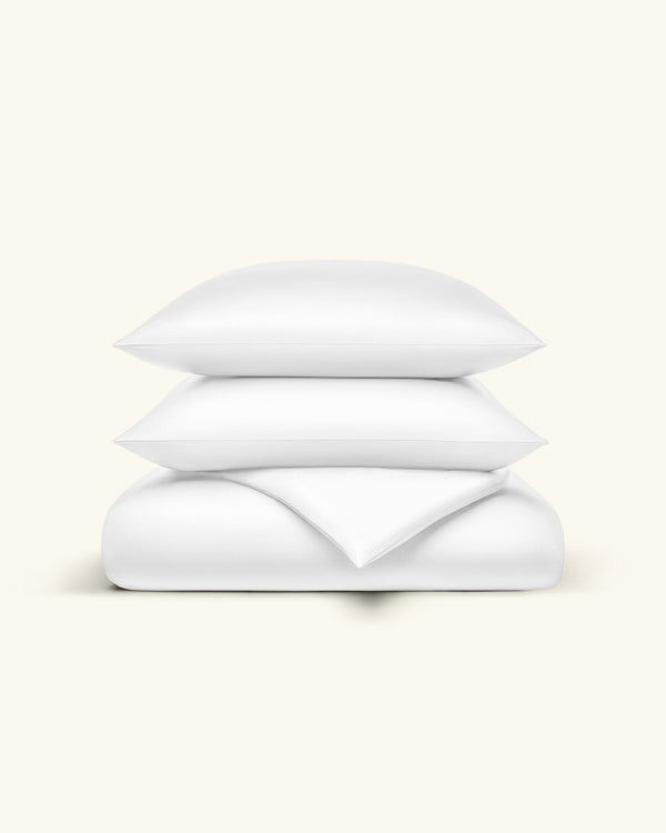 Bio - Baumwolle Bettwäsche Set Weiß 135x200 cm 80x80 cm