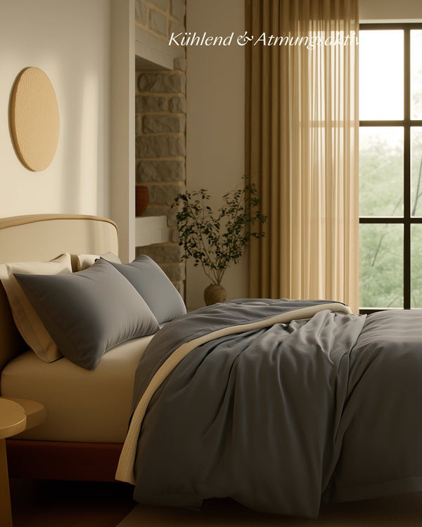 Lyocell Bettwäsche Set Dunkelgrau 135x200 cm 80x80 cm