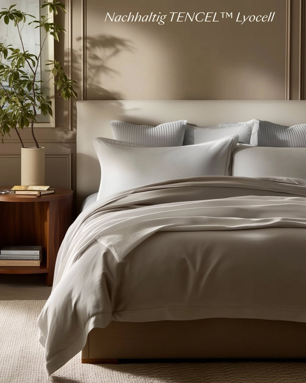 Lyocell Bettwäsche Set Hellgrau 135x200 cm 80x80 cm