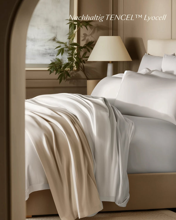 Lyocell Bettwäsche Set Weiß 135x200 cm 80x80 cm