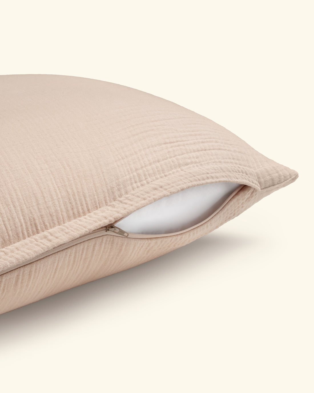Musselin Bettwäsche Beige – verdeckter YKK Reißverschluss