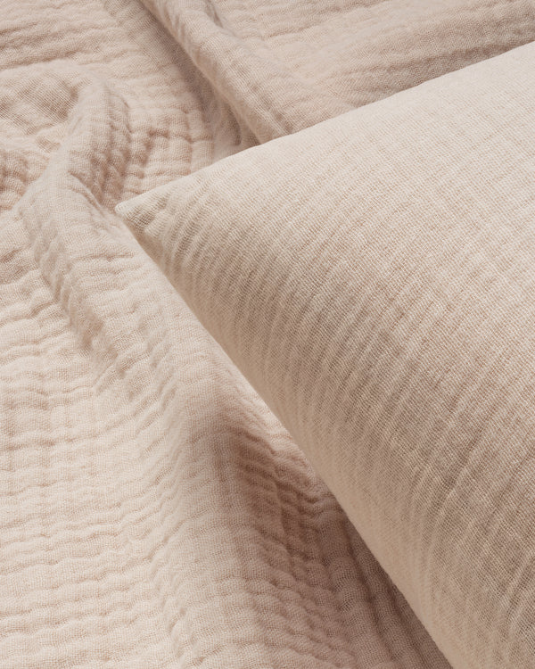Musselin Bettwäsche Beige – Stoffdetail Natur-Krepp