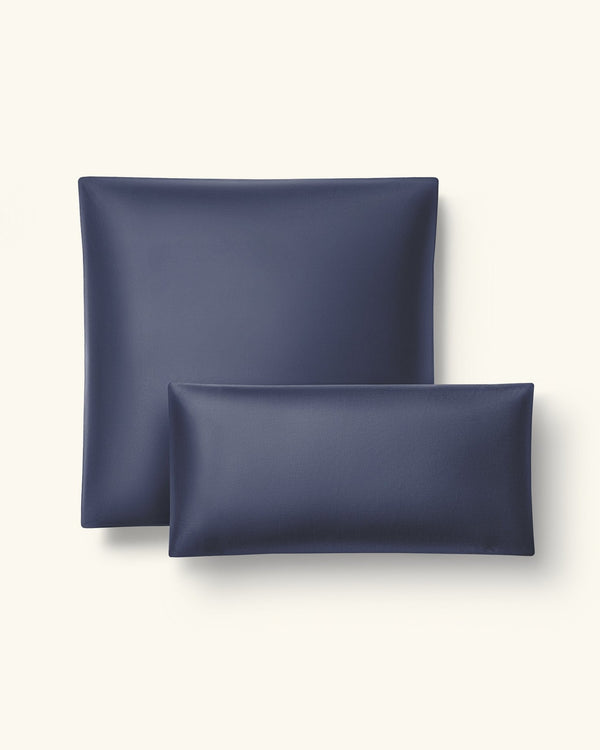 Perkal Bettwäsche Set Dunkelblau 135x200 cm 80x80 cm