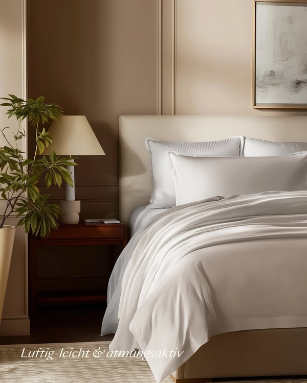 Perkal Bettwäsche Set Weiß 135x200 cm 80x80 cm
