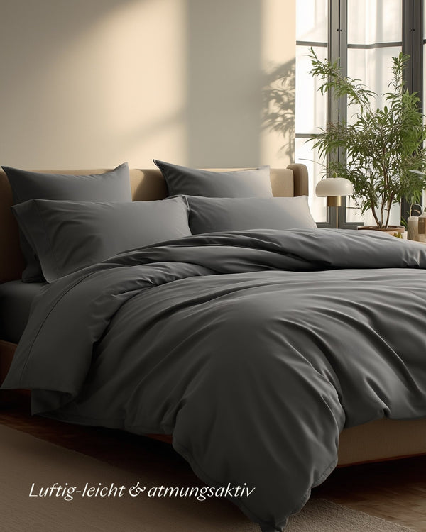 Perkal Kissenbezug Set Dunkelgrau 40x60 cm