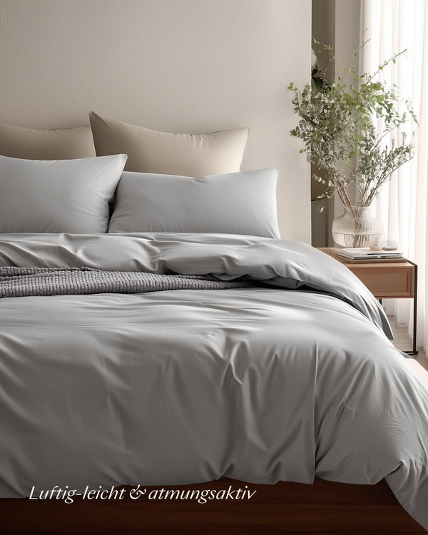Perkal Kissenbezug Set Hellgrau 40x60 cm