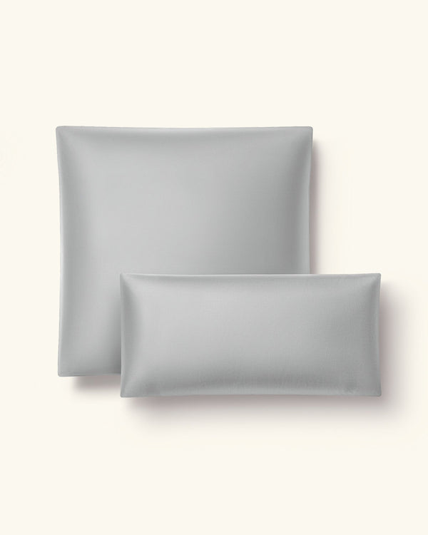 Perkal Kissenbezug Set Hellgrau 40x60 cm